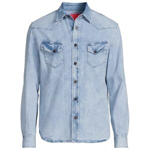 Isaia Denim Washed Western Shirt Size 16/41